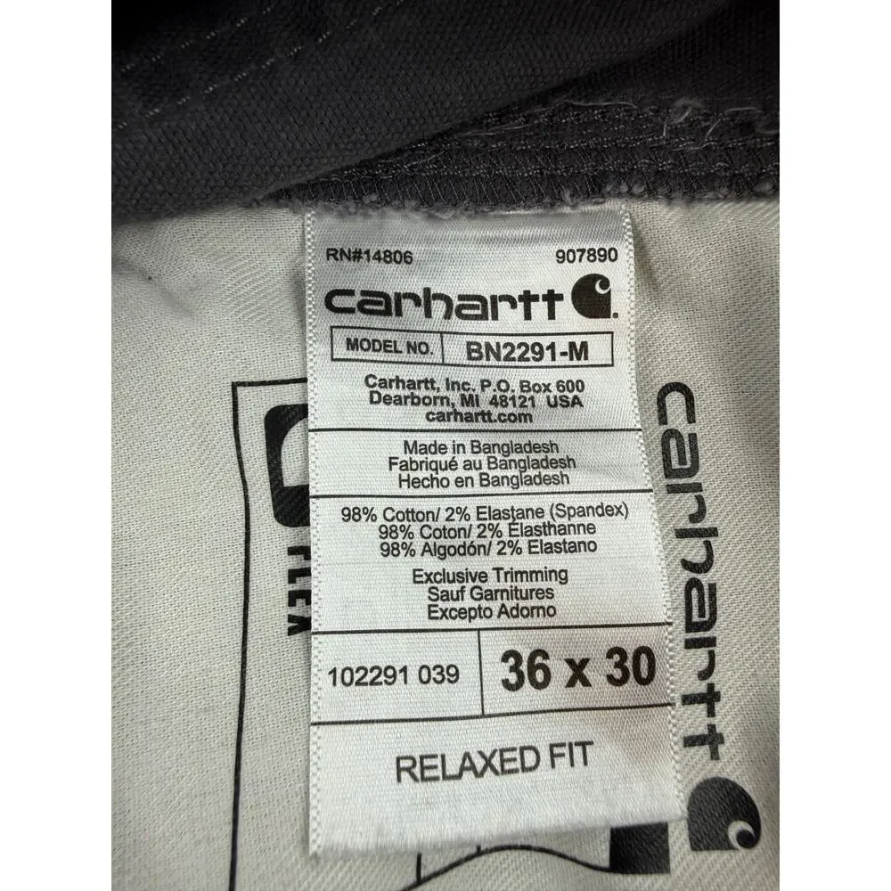 Carhartt Pants Men's 36x30 Gray Relaxed Fit Rugged Flex Rigby Work